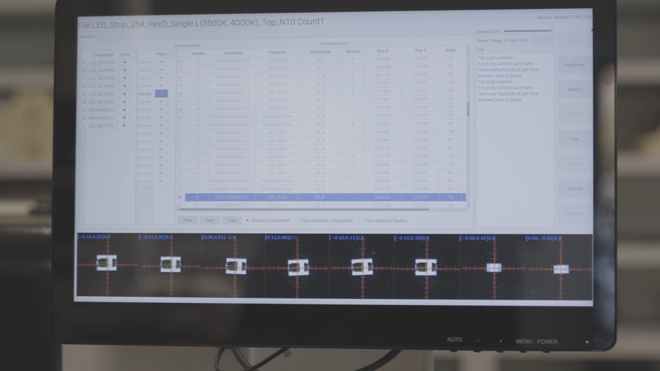 Pick-and-place machine software configured for an LED strip board